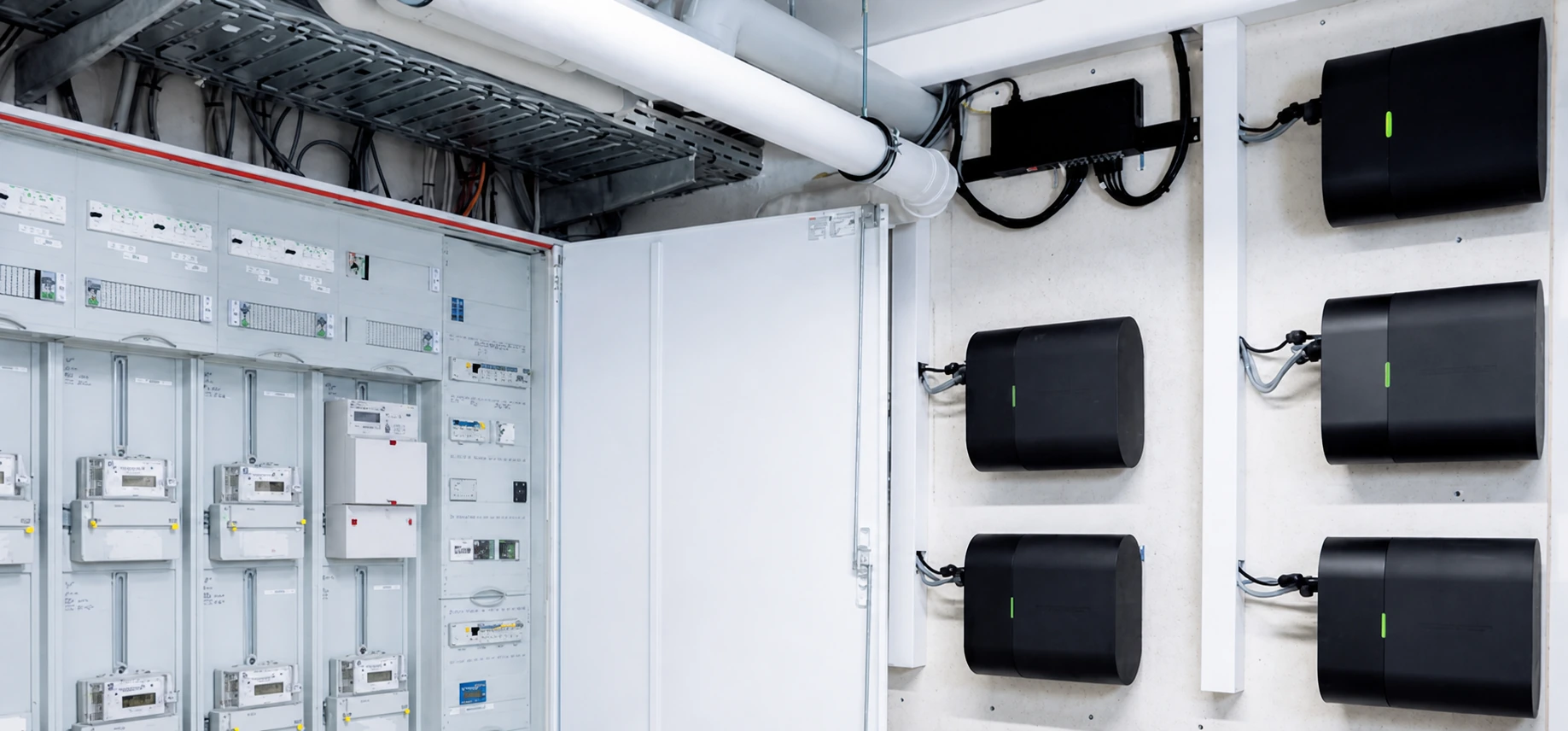 Technische Installation neben der elektrischen Verteilung eines Mehrfamilienhauses
